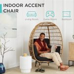 Best Choice Products Wicker Egg Chair, Oversized Indoor Outdoor Lounger for Patio, Backyard, Living Room w/ 4 Cushions, Steel Frame, 440lb Capacity - Ivory - Image 22